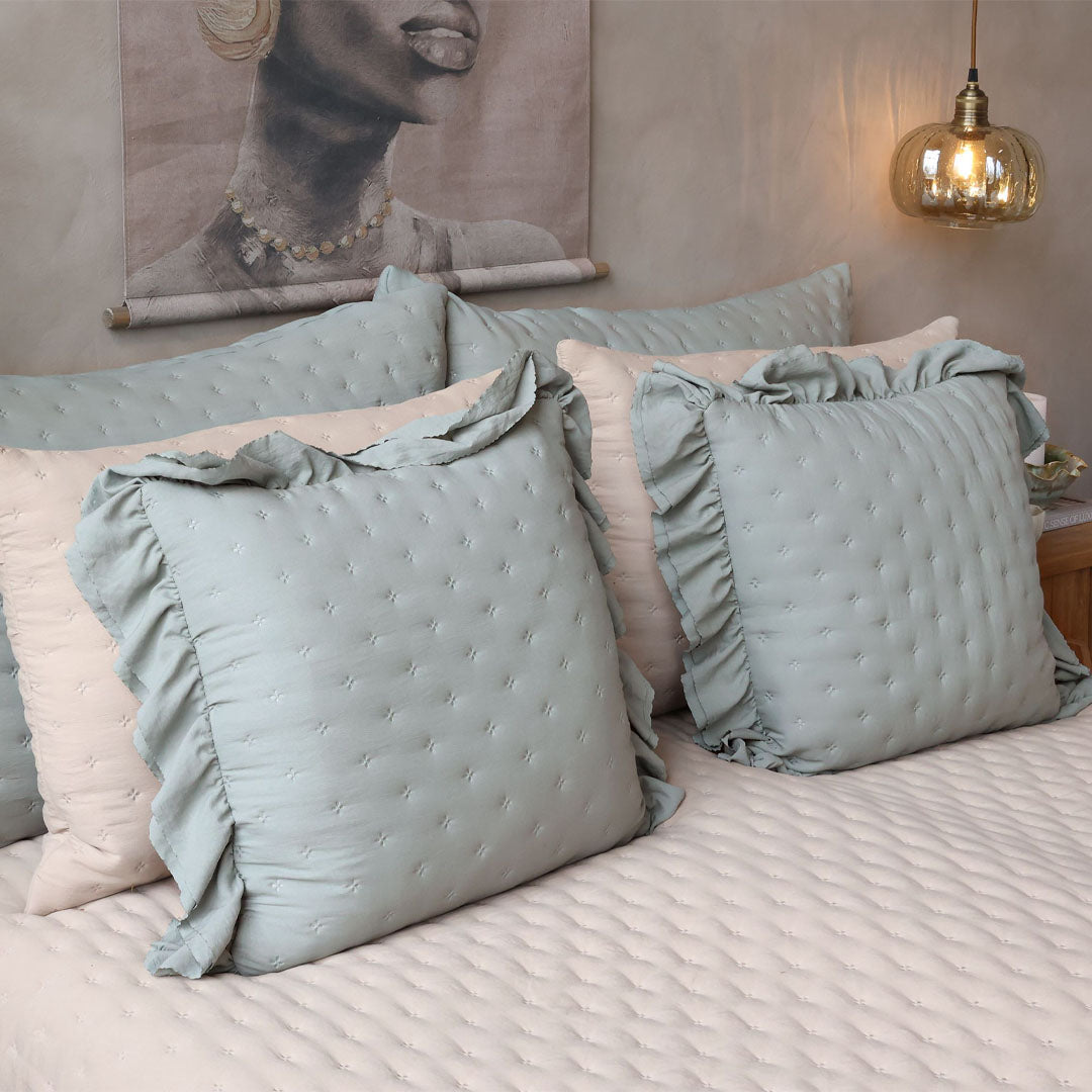 Aix Soft Kissenbezug mit Rüschenbordüre – Opal – 50 × 50 cm