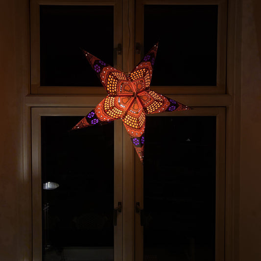 Himalaya Sternenlampe in Rot und Schwarz, Ø60 cm