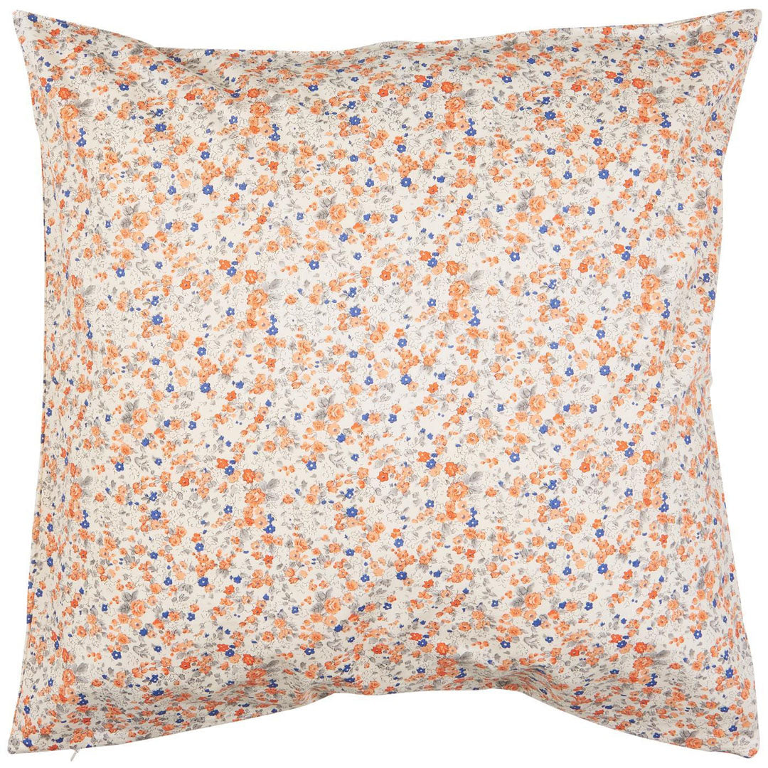 Ib Laursen – Kissenbezug Anette mit orangefarbenen und blauen Blumen 50 x 50 cm