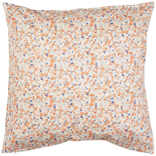 Ib Laursen – Kissenbezug Anette mit orangefarbenen und blauen Blumen 50 x 50 cm