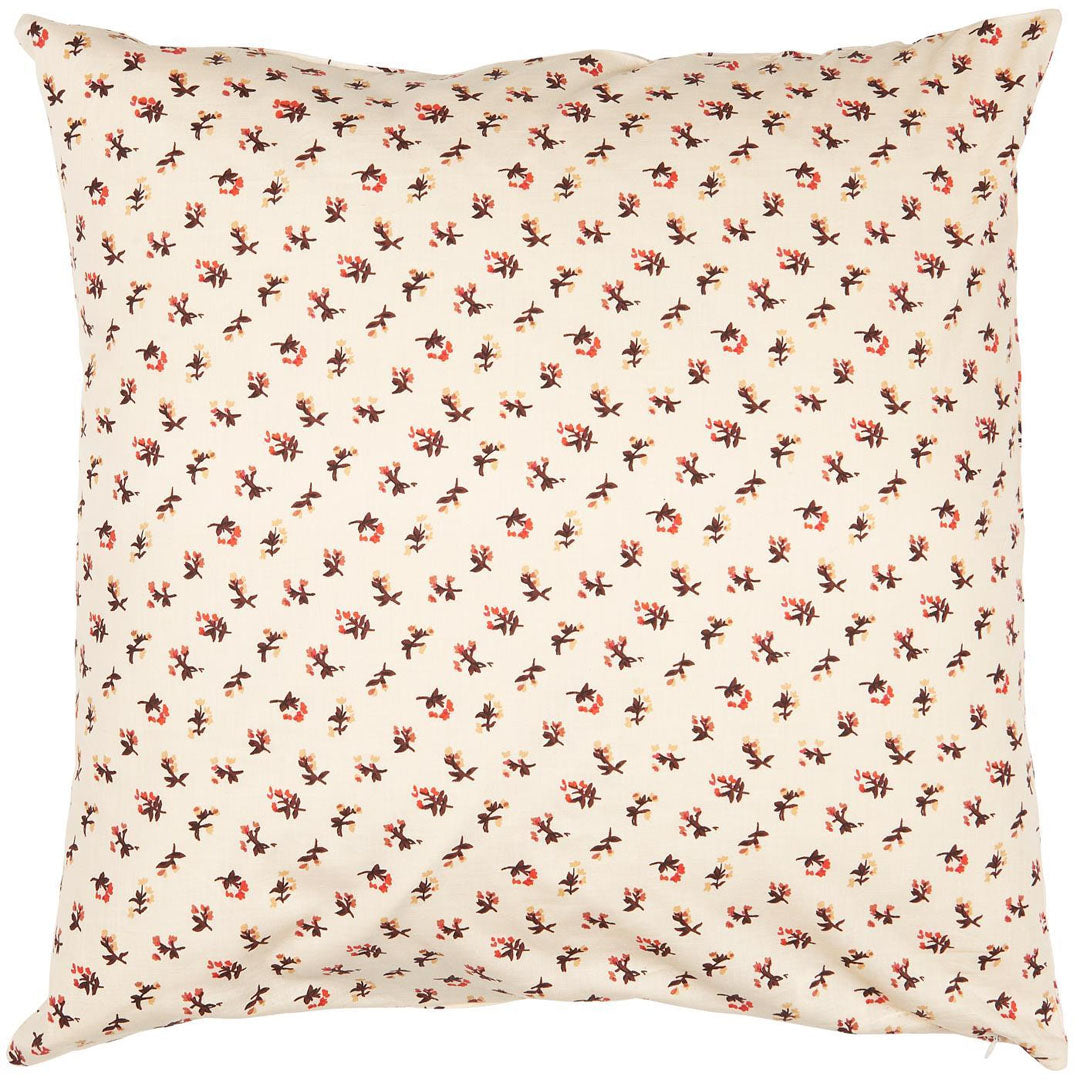 Ib Laursen – Kissenbezug Antonia beige mit braunen und roten Blumen 50 x 50 cm