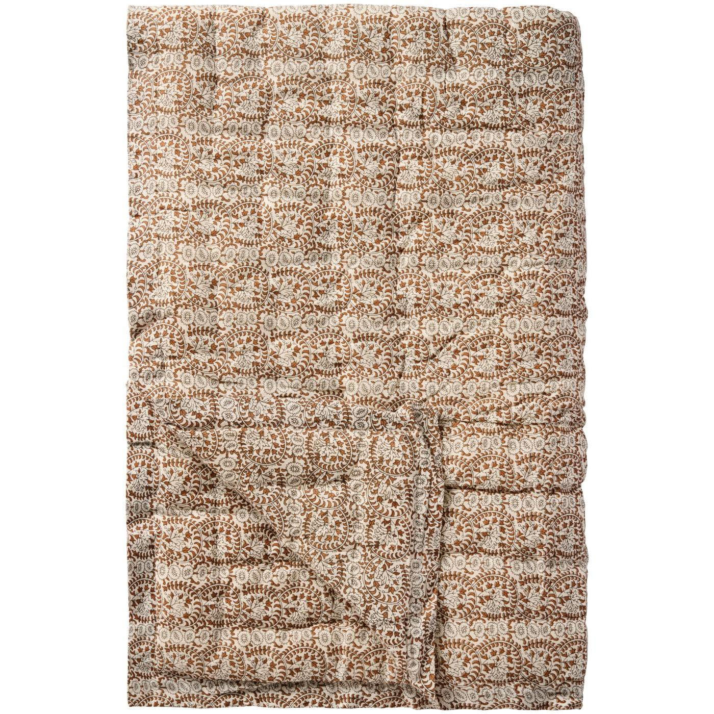 Ib Laursen - Quilt Charlotte braun mit Rankenmuster 130 x 170 cm