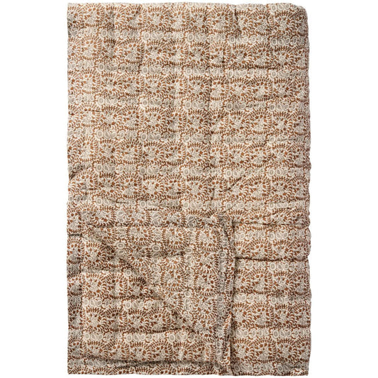 Ib Laursen - Quilt Charlotte braun mit Rankenmuster 130 x 170 cm