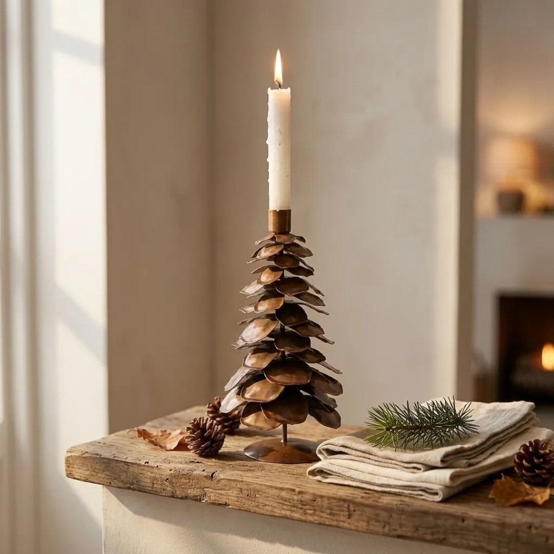 Paketangebot: 3 Weihnachtsbaum-Kerzenhalter für Altar- und Stabkerzen – H25 cm