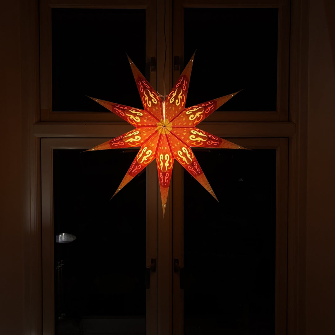 Surya Gold Sternenlampe in Rot und Gold, Ø60 cm