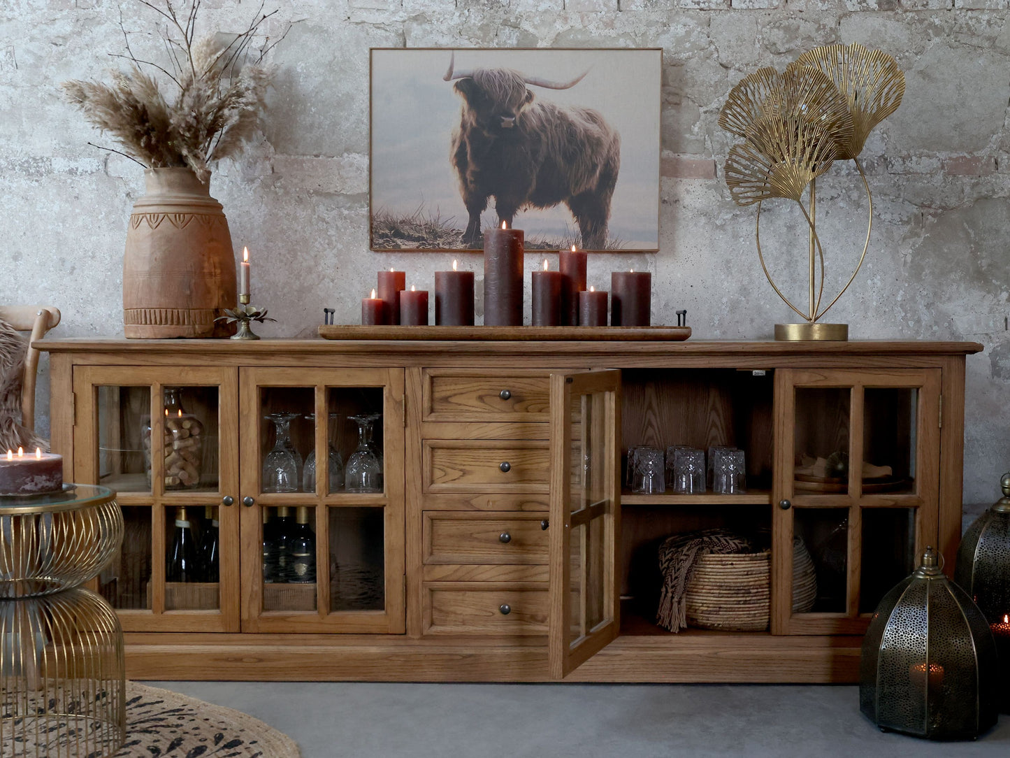 Chic Antique - Bild mit Bulle und Naturrahmen - H53/L77 cm