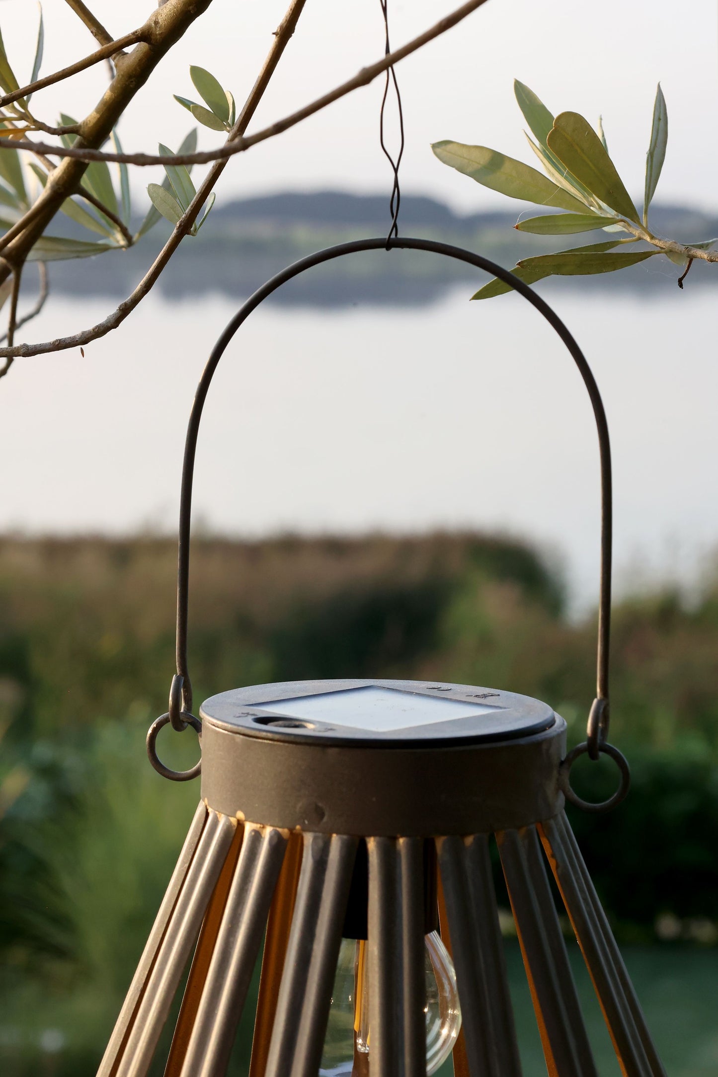 Chic Antique - Solar-Laterne mit LED-Glühbirne H23/Ø17 cm Zink