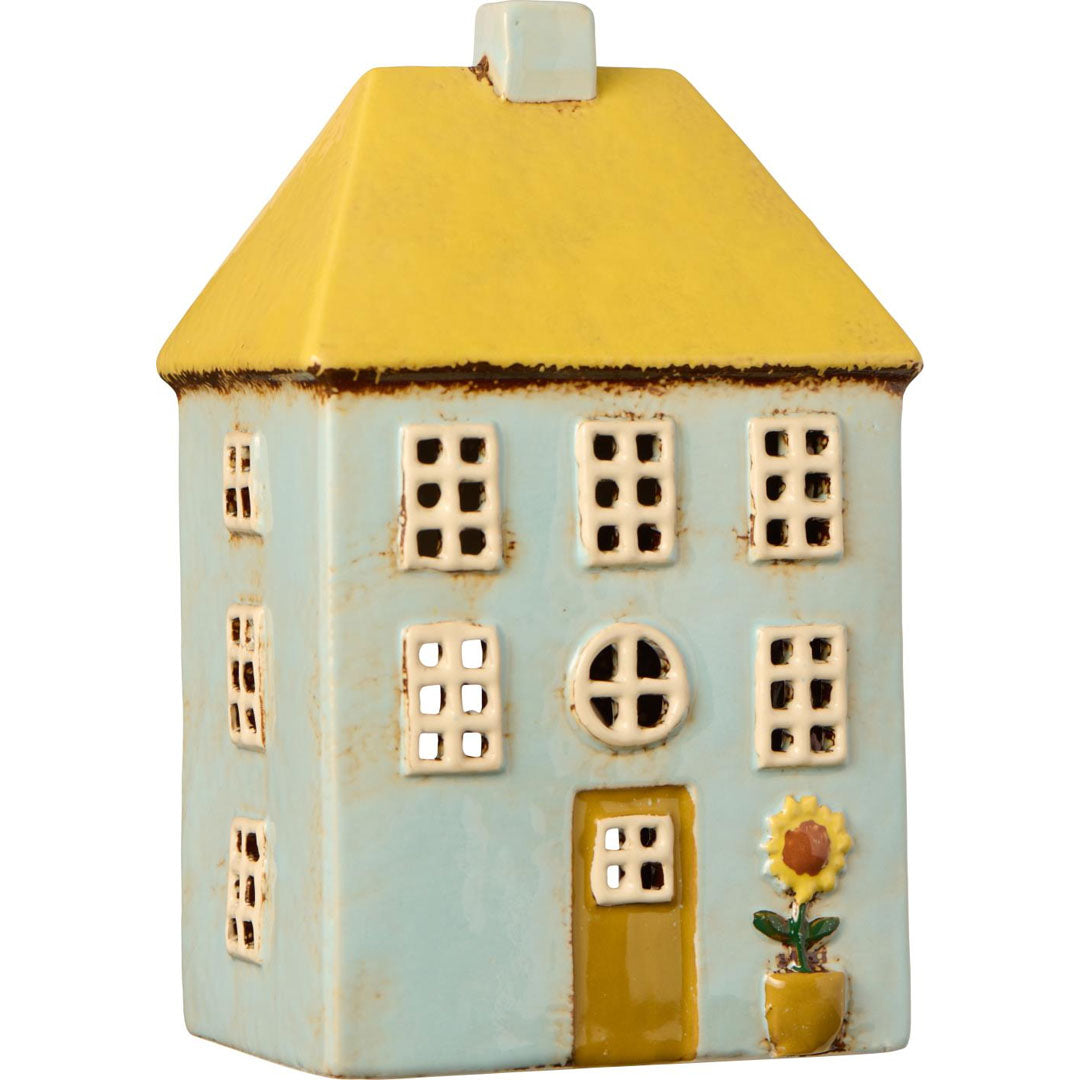 Ib Laursen – Haus für Teelicht "Nyhavn" mit gelbem Dach und Sonnenblume