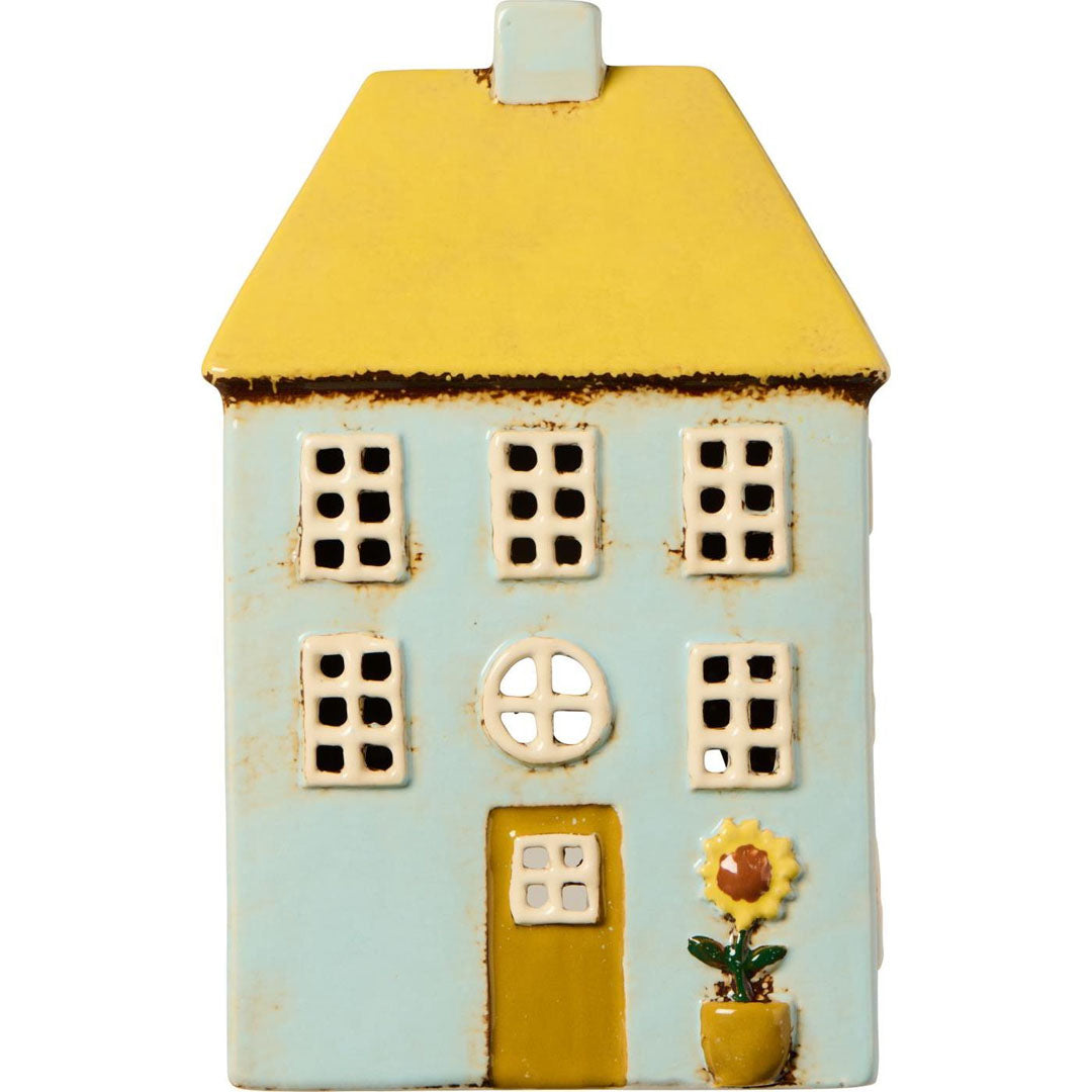 Ib Laursen – Haus für Teelicht "Nyhavn" mit gelbem Dach und Sonnenblume