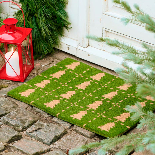 Ib Laursen - Fußmatte grün mit naturfarbenen Weihnachtsbäumen