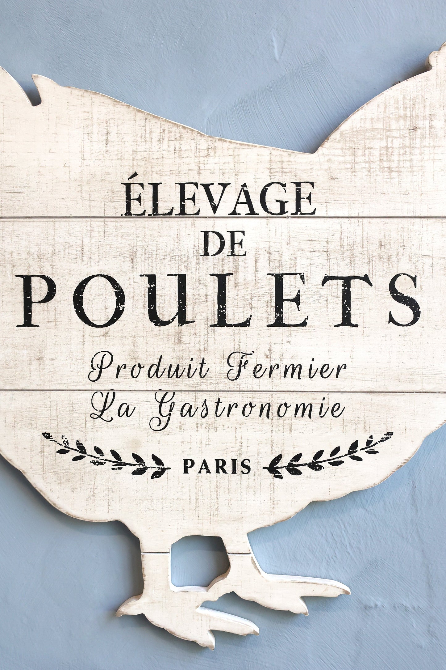 Chic Antique – Schild „Poulets“ H43/L43/B1,5 cm, Creme