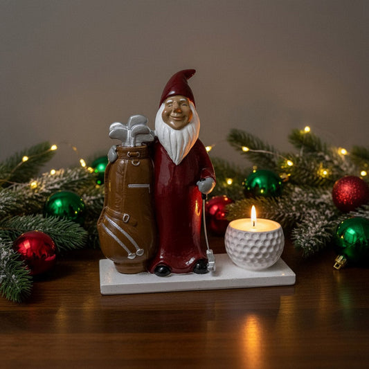 Harvesttime – Weihnachtsfigur Golfer Rot mit Teelichthalter