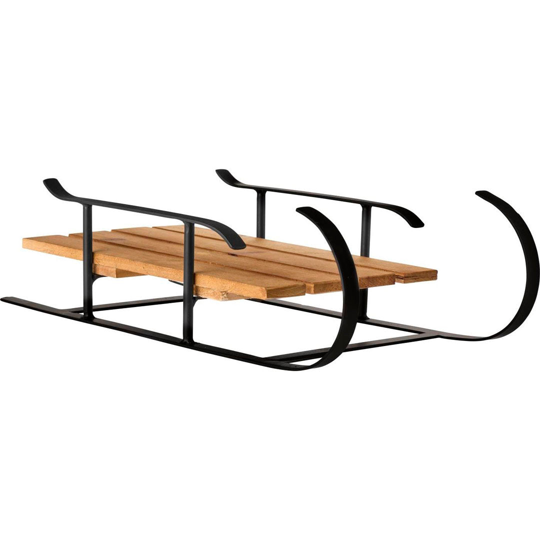 Ib Laursen - Dekoschlitten schwarz mit Holzsitz – klein