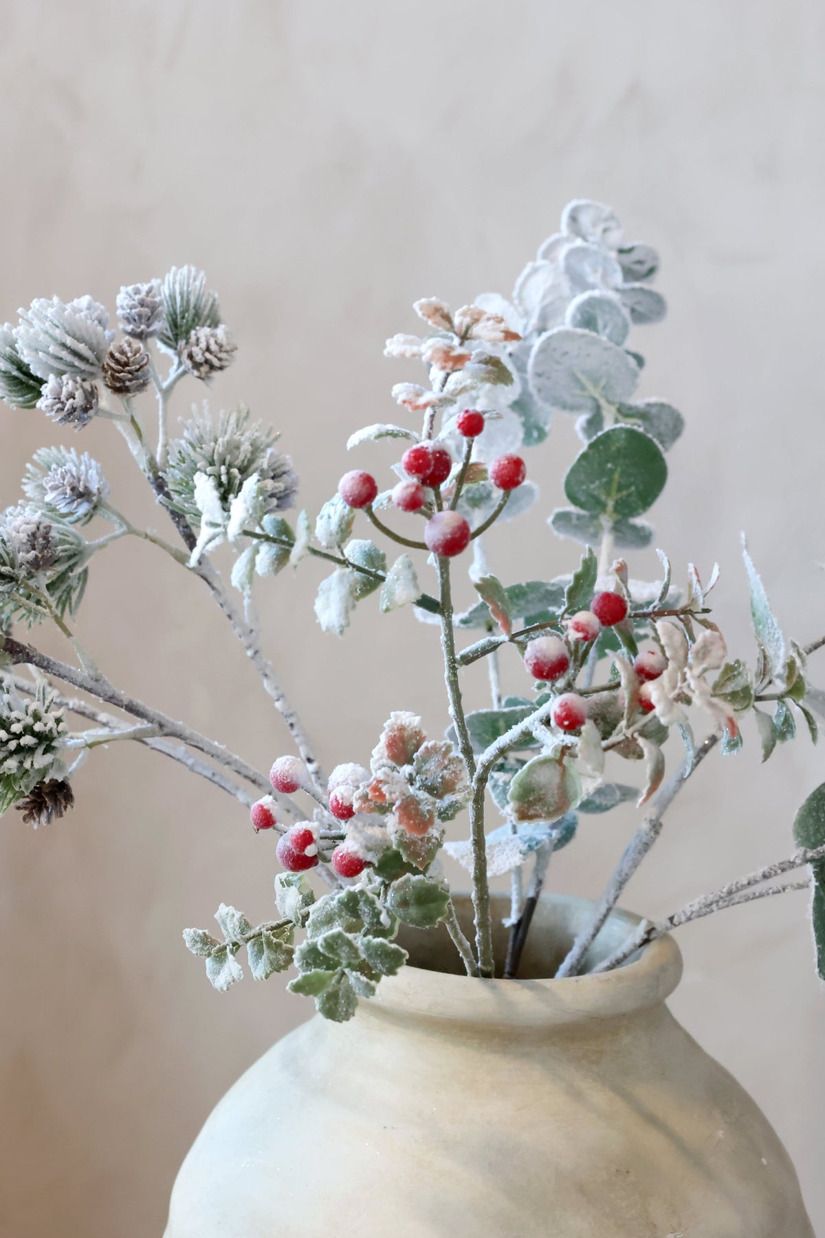 Chic Antique – Fleur Zweig mit Beeren und Blättern | H65 cm – Grün/Rot