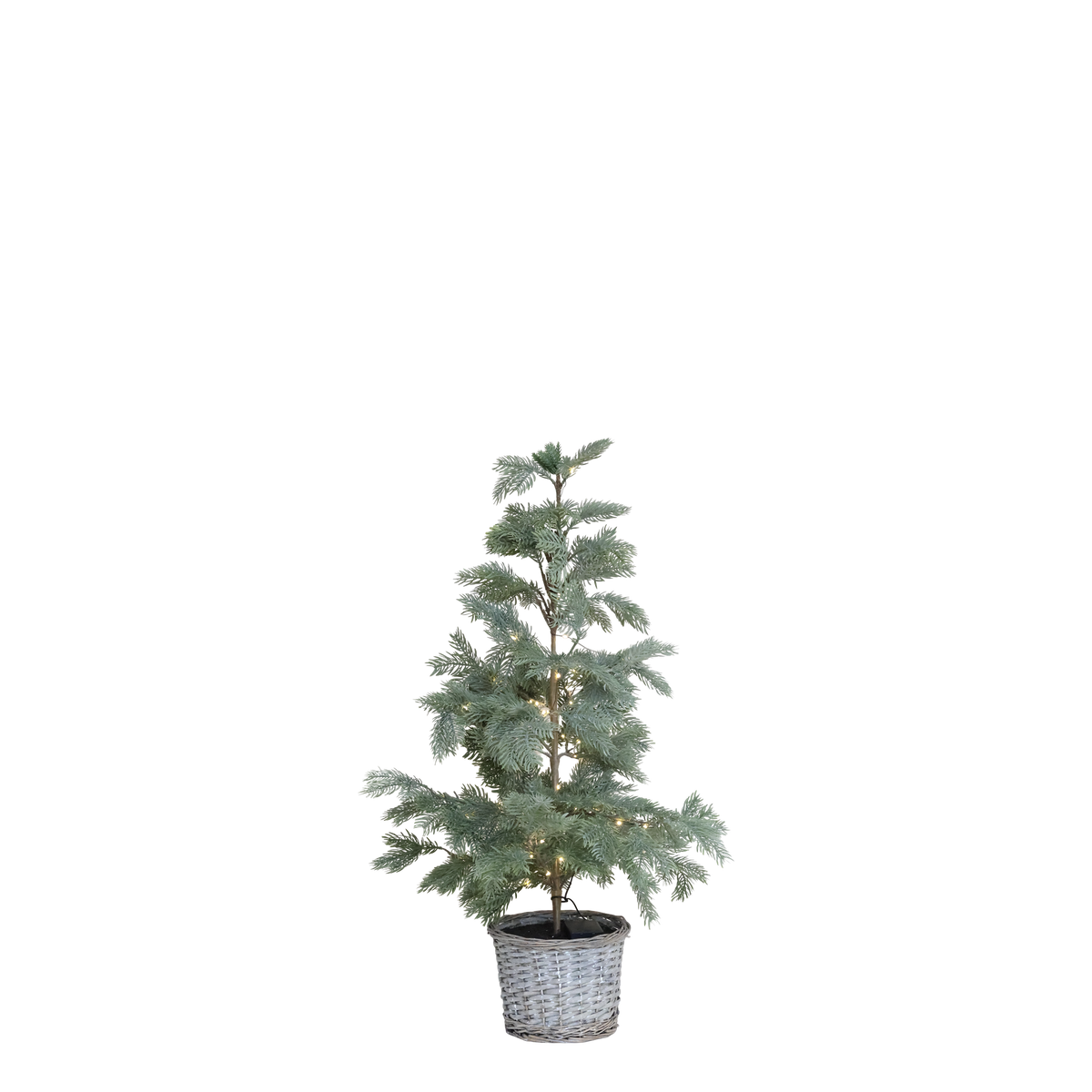 Chic Antique – Fleur Weihnachtsbaum im Korb mit 60 LED-Lichtern – H90 cm – Grün