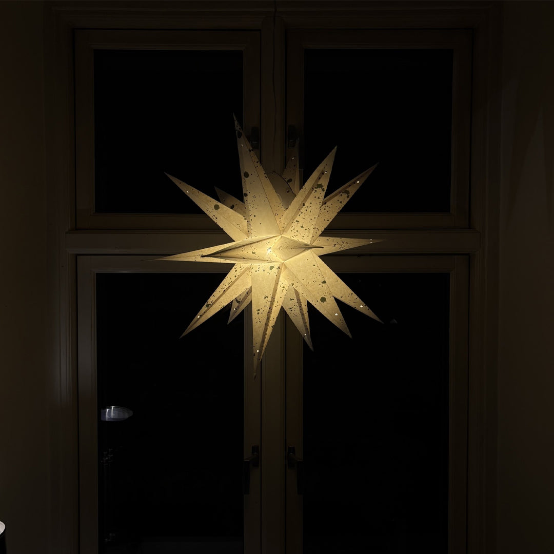 Aditi Multi Sternenlampe in Weiß mit grünen Details, Ø60 cm