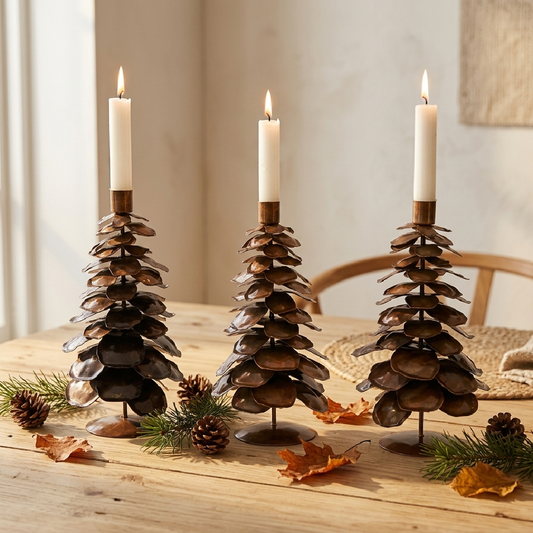 Paketangebot: 3 Weihnachtsbaum-Kerzenhalter für Altar- und Stabkerzen – H25 cm