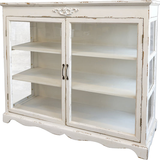 Schrank mit Glastüren in Antique Creme – Vintage-Charme