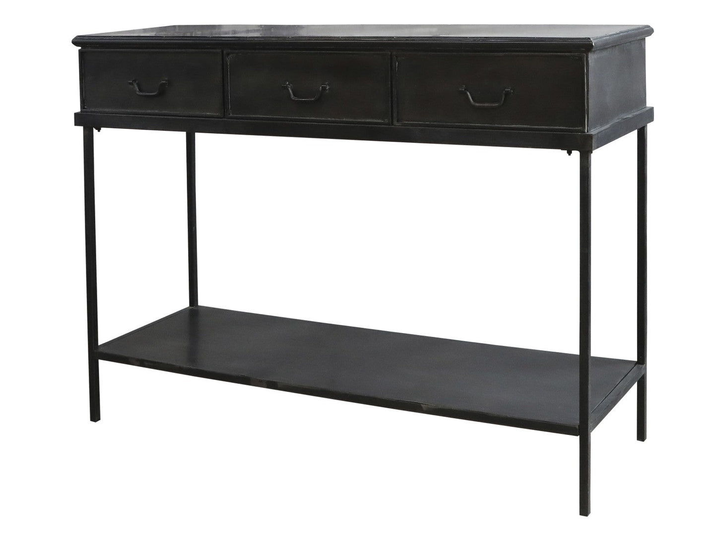 Chic Antique – Konsolentisch mit 3 Schubladen, Eisen H91/L123/B41 cm, Schwarz