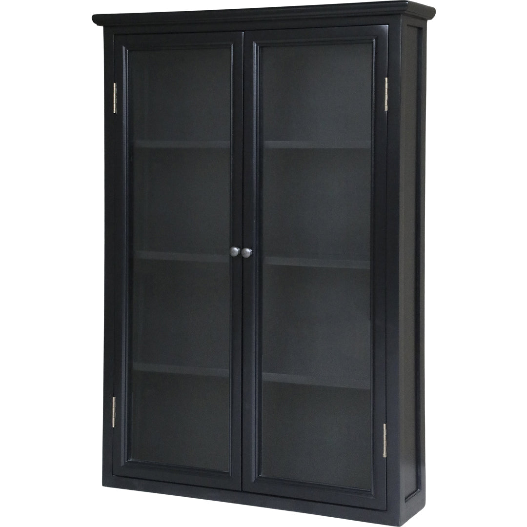 Marseille Wandschrank mit Glastüren – elegante Aufbewahrung in schwarzer Ausführung