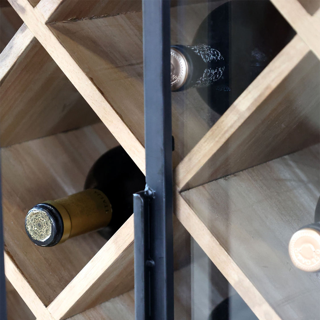 Vitrinenschrank mit Platz für Flaschen und Gläser in Antique Schwarz