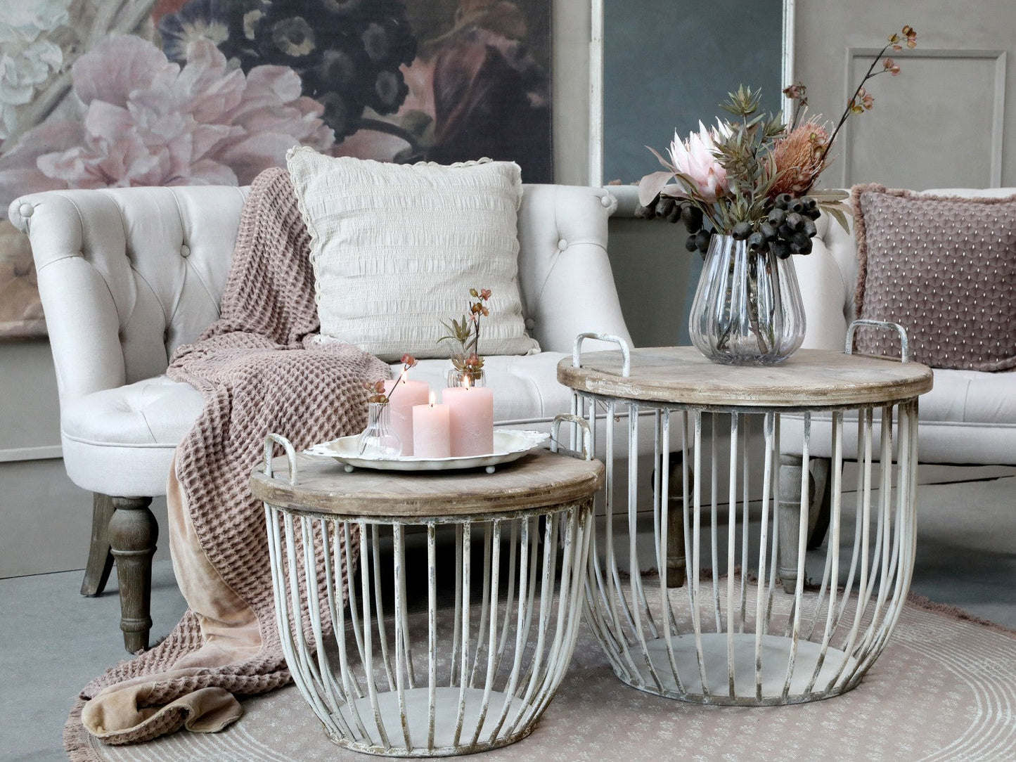 Chic Antique – Französisches 2-Sitzer Sofa aus Leinen