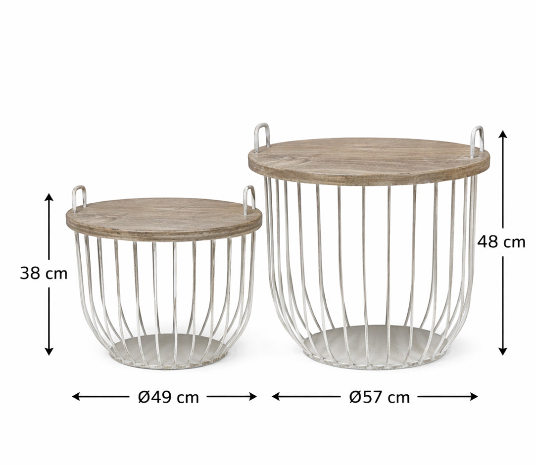 Chic Antique - Couchtisch-Set mit Holzdeckel - Weiß