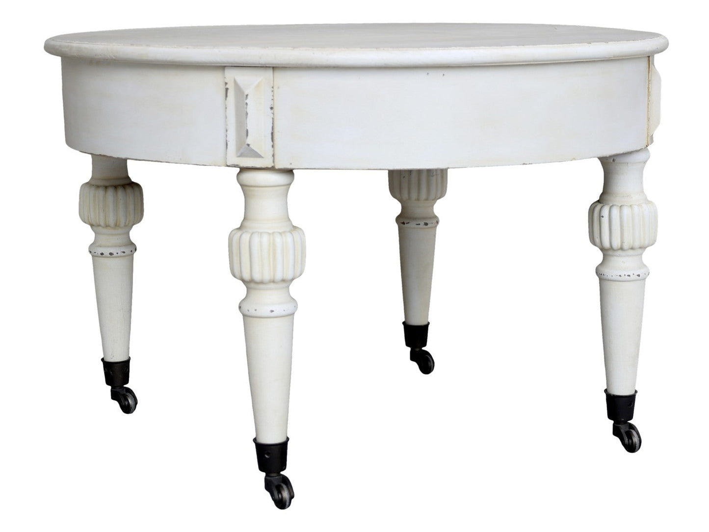 Chic Antique - Marie Antoinette Couchtisch mit Rollen Creme, H46/Ø70 cm