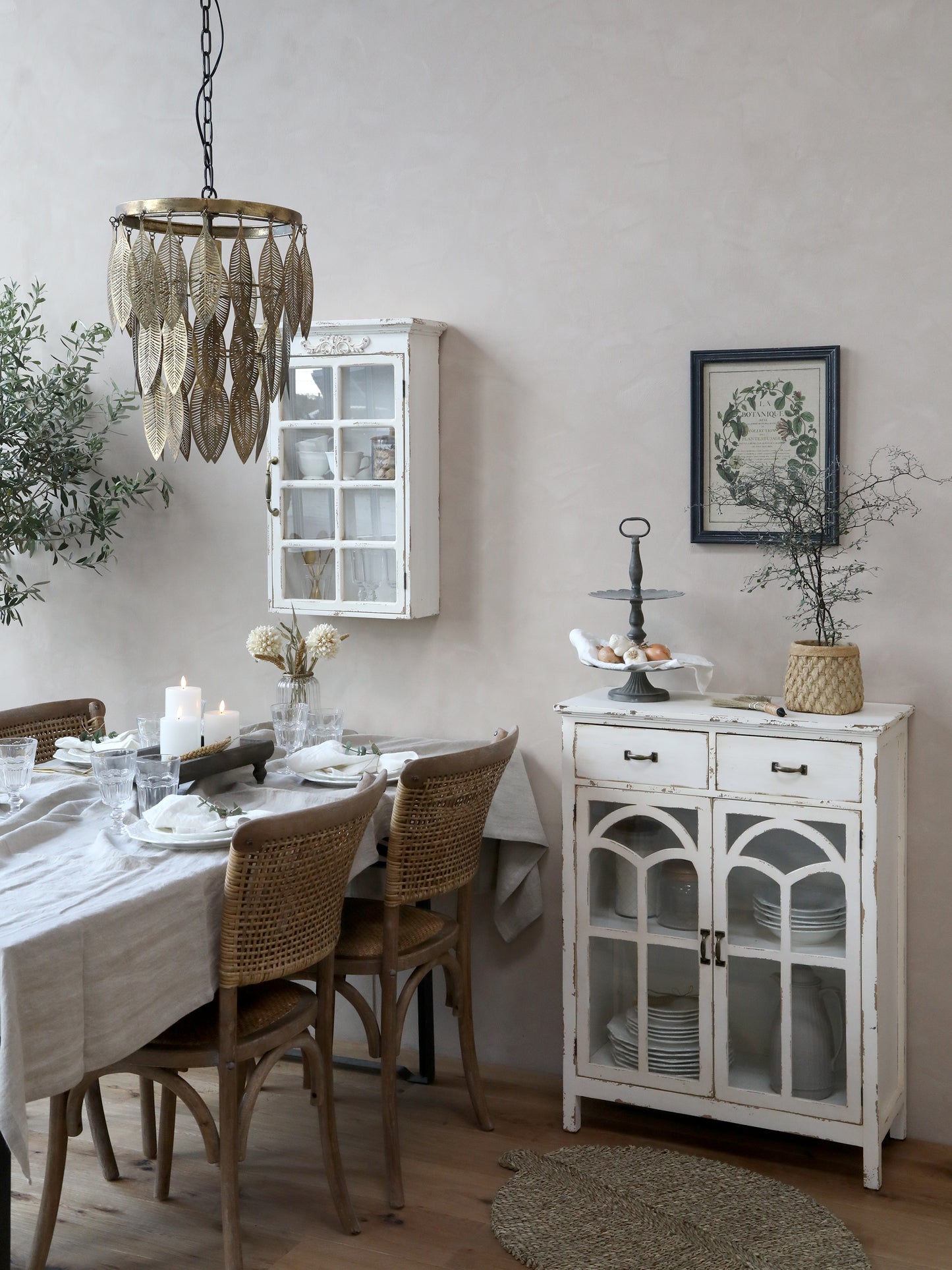 Chic Antique - Französische Essstühle mit Geflechtsitz & -rückenlehne - Natur (2er-Set)