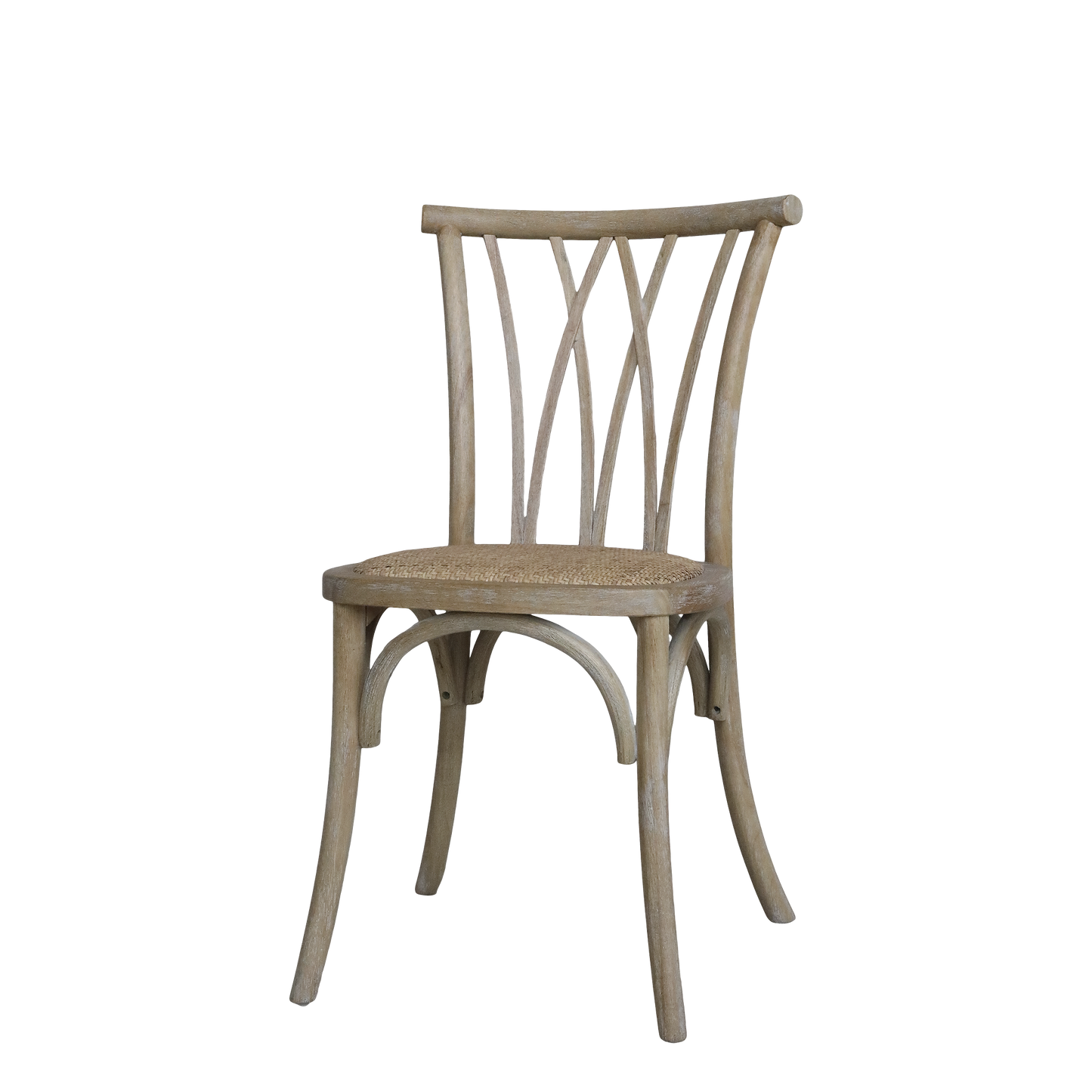 Chic Antique - 2 Stück Französischer Esszimmerstuhl mit Geflechtsitz