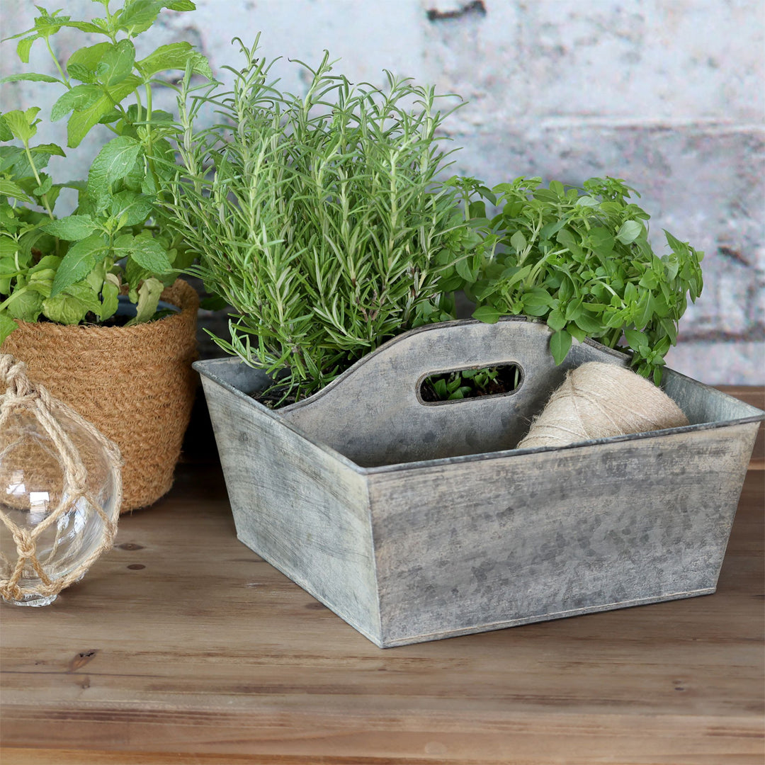 Chic Antique – Kiste in Antik-Zink mit Griff und 2 Fächern