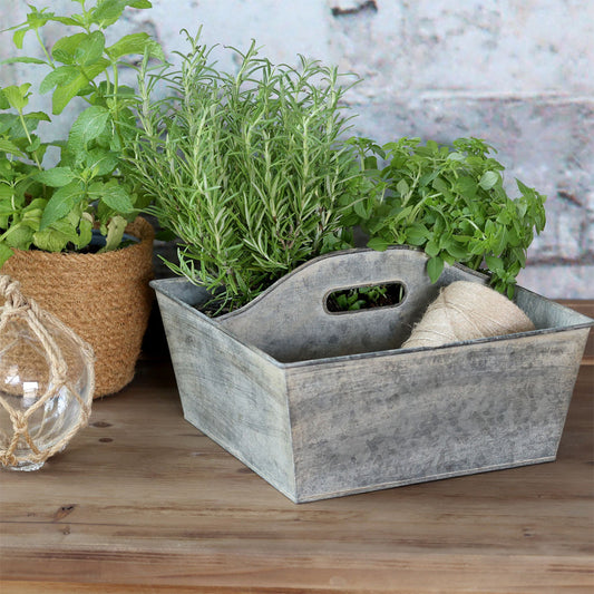 Chic Antique – Kiste in Antik-Zink mit Griff und 2 Fächern
