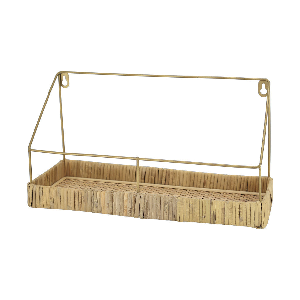 Chic Antique – Wandregal mit Flechtkorb – mittel