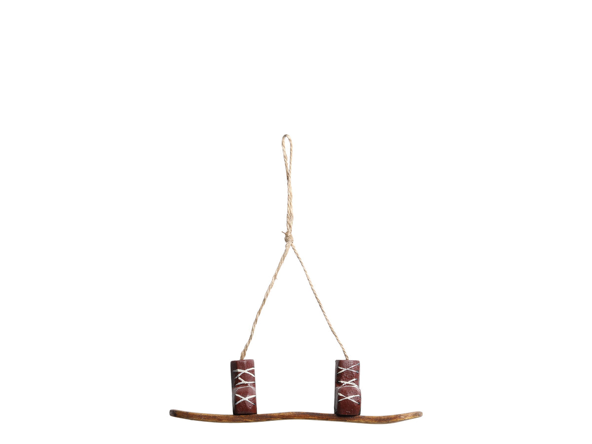 Chic Antique – Vintage-Snowboard-Weihnachtsdekoration mit Stiefeln zum Aufhängen – Antique Cherry, 17,5 cm