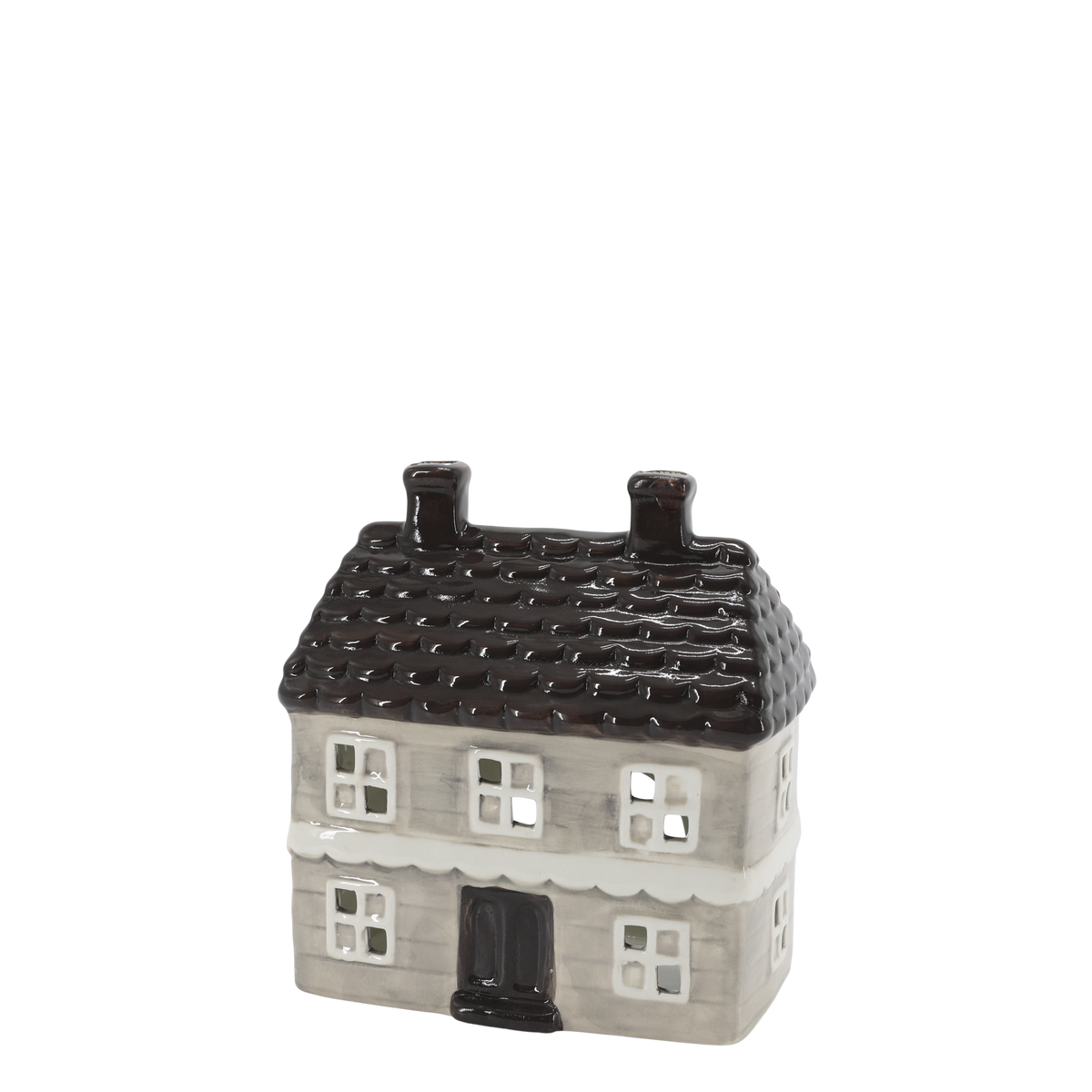 Chic Antique – Großes Weihnachtshaus für Teelichter – Chamonix in Französischem Grau, H16,5 cm