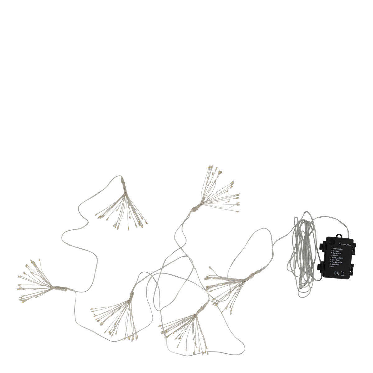 Chic Antique – Lichterkette mit 6 Eiskristallen, L550 cm, Silber