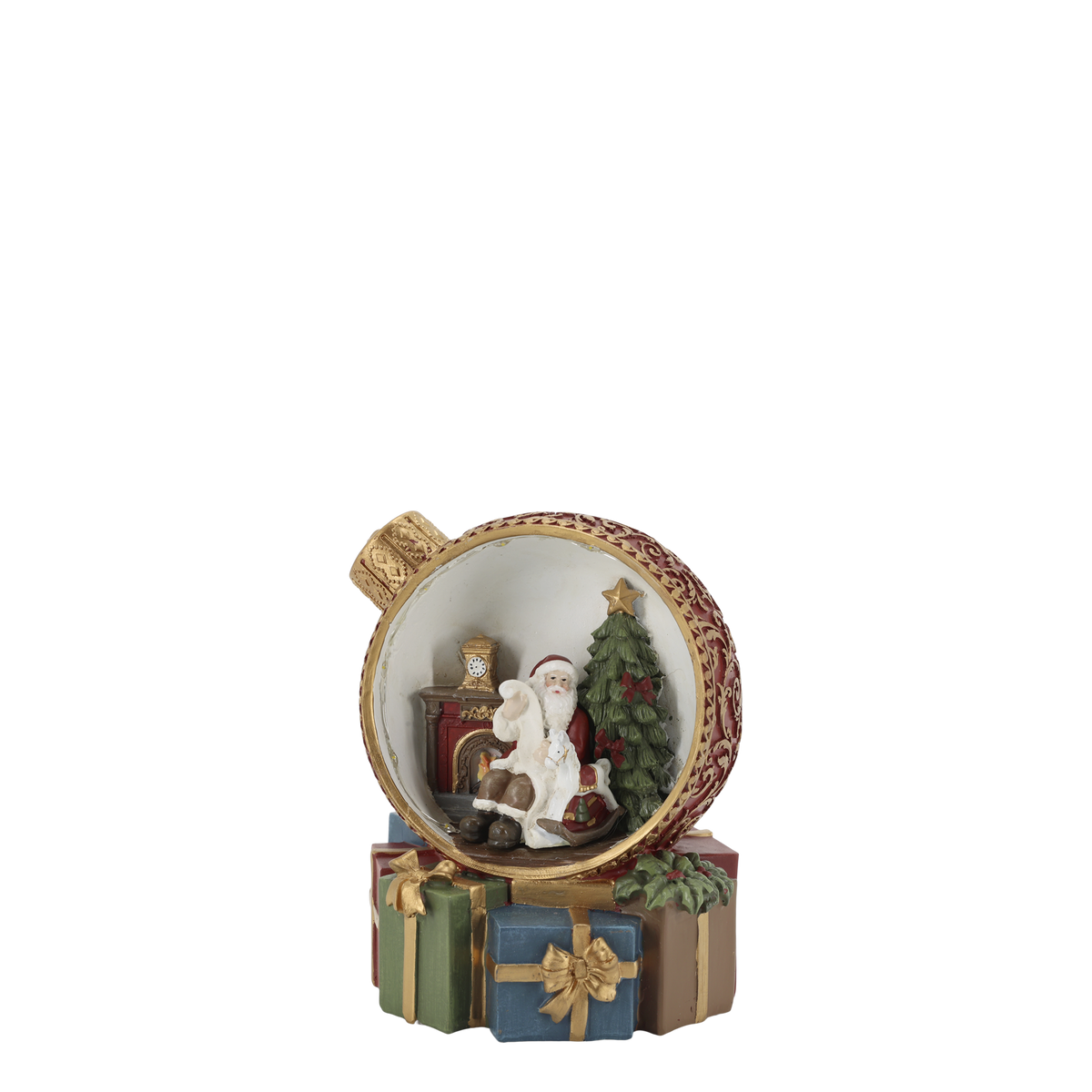Chic Antique – Noël Weihnachtskugel mit Dekoration und LED – H16/Ø15 cm – Kirschrot