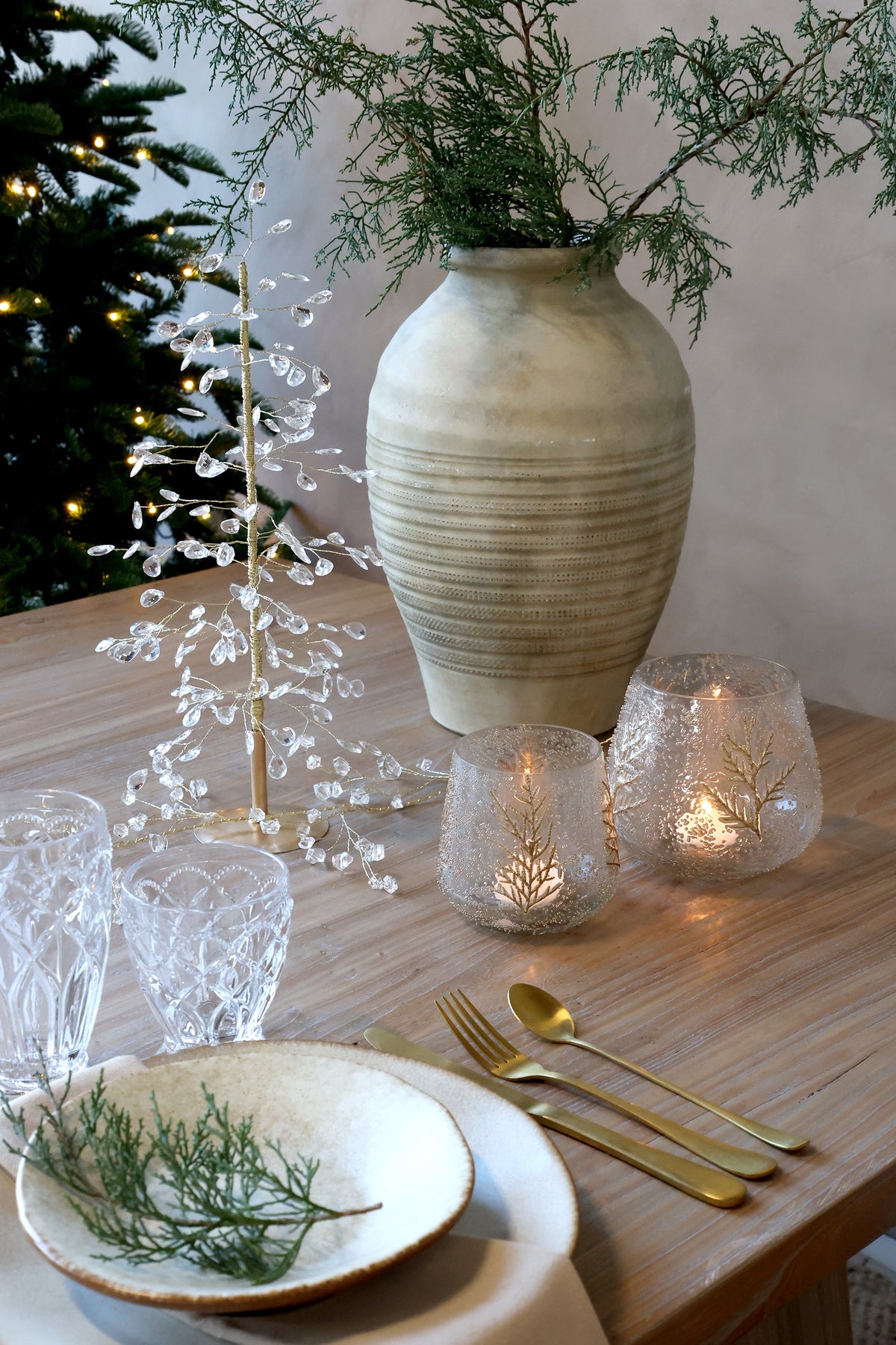 Chic Antique – Weihnachtsbaum mit Prismen und Goldfaden – H42 cm – Klar, klein