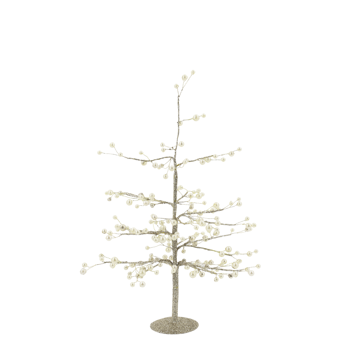 Chic Antique – Weihnachtsbaum mit Perlen und Goldfaden – H42 cm – Creme, klein
