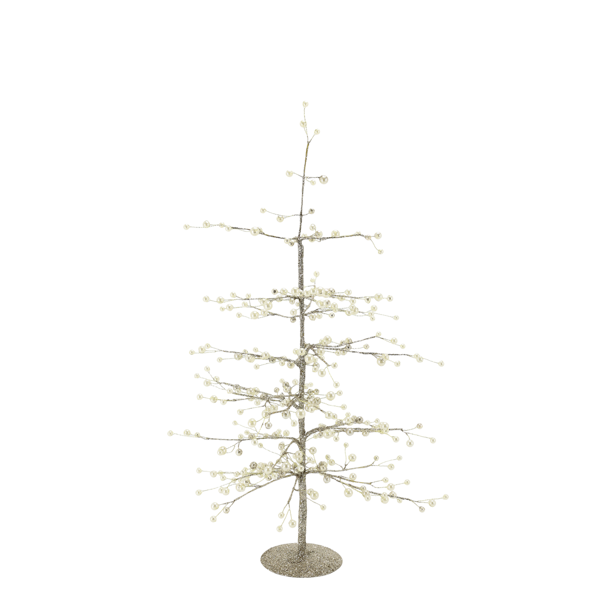 Chic Antique – Weihnachtsbaum mit Perlen und Goldfaden – H62 cm – Creme, groß