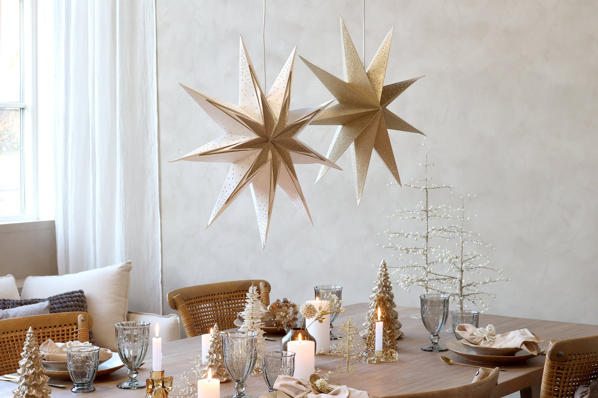 Chic Antique – Weihnachtsbaum mit Perlen und Goldfaden – H62 cm – Creme, groß