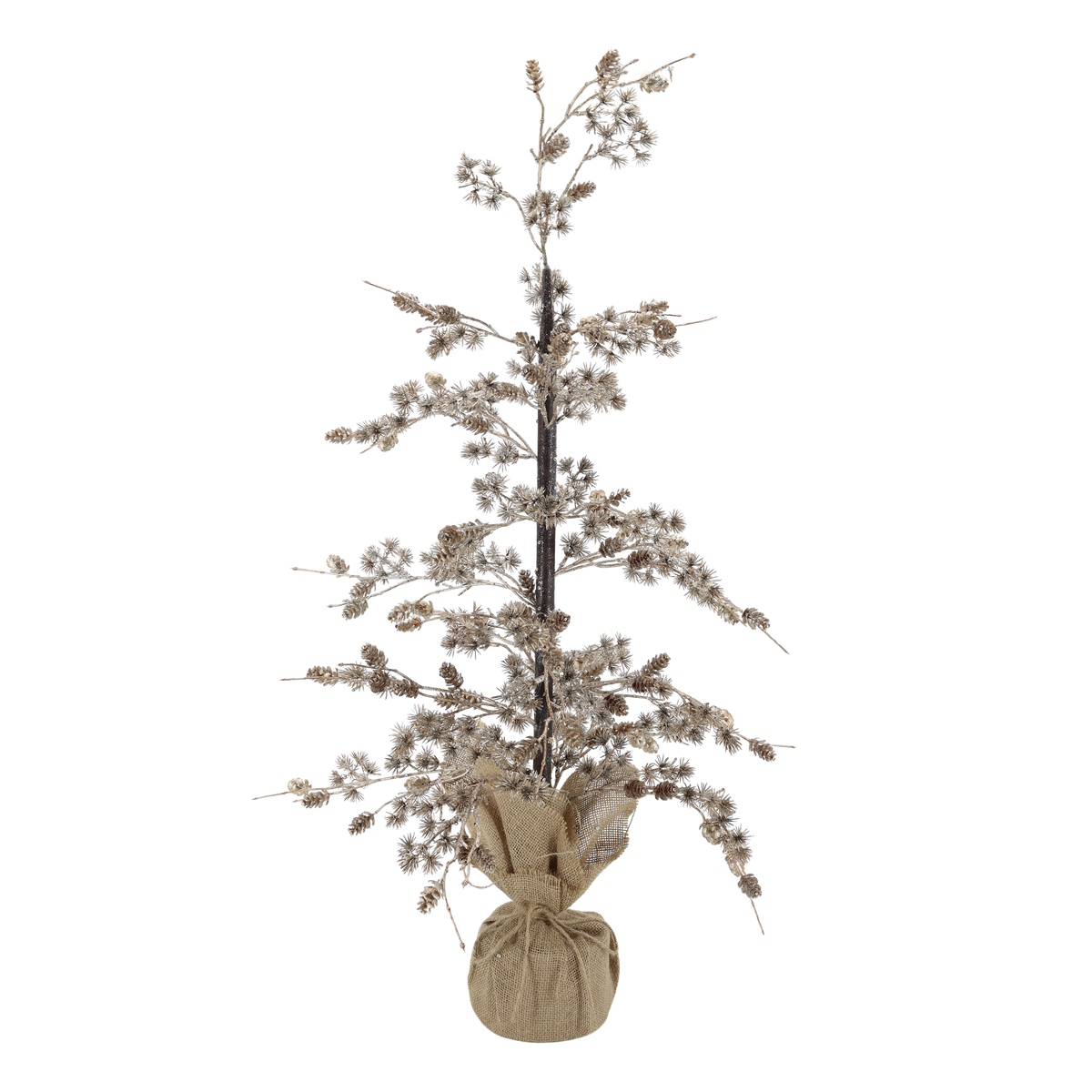 Chic Antique – Dekorativer Weihnachtsbaum mit Zapfen und Glitzer, H90 cm – Antikgold
