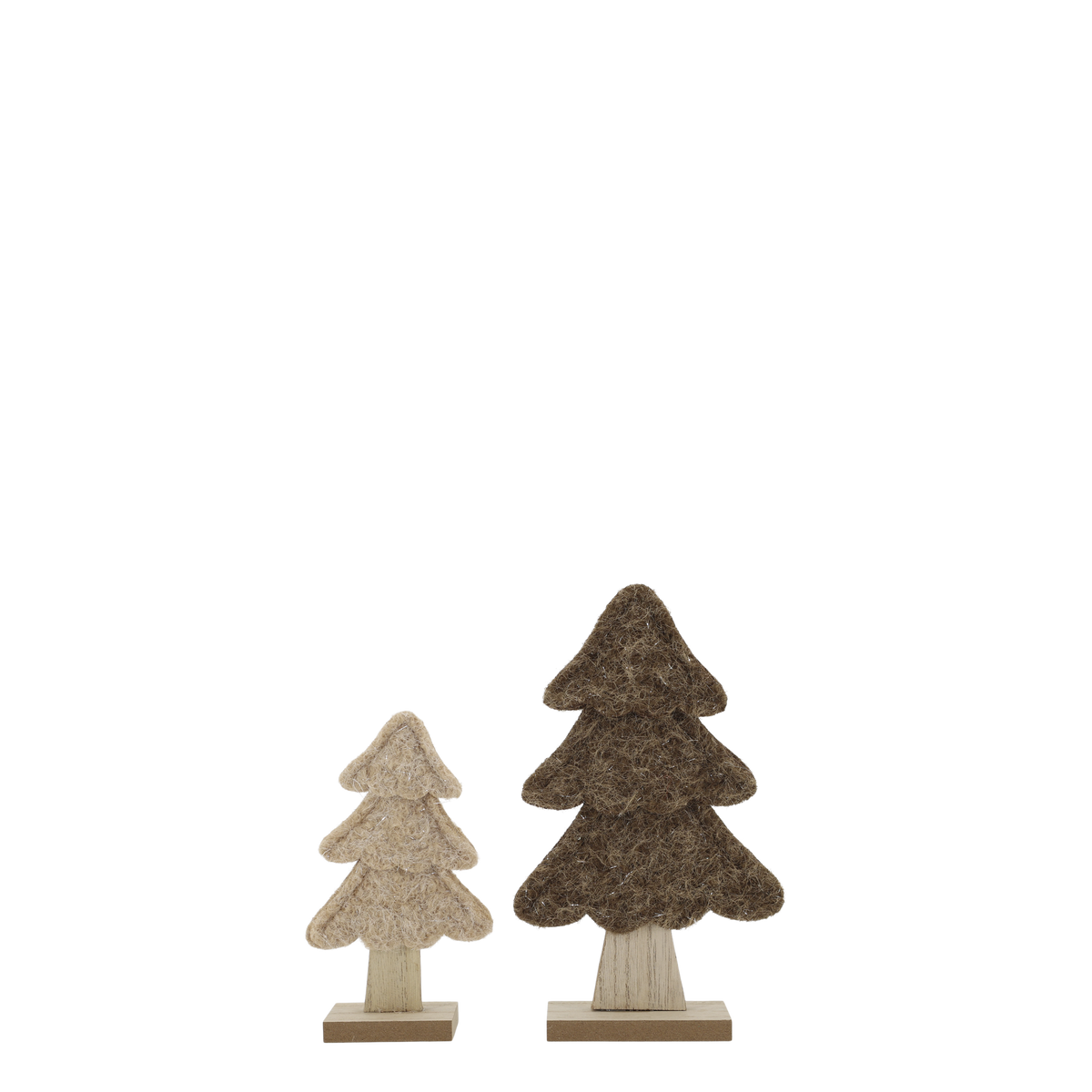 Chic Antique – Weihnachtsbäume aus Filz, 2er-Set – H20/L12 cm – Beige und Mokka