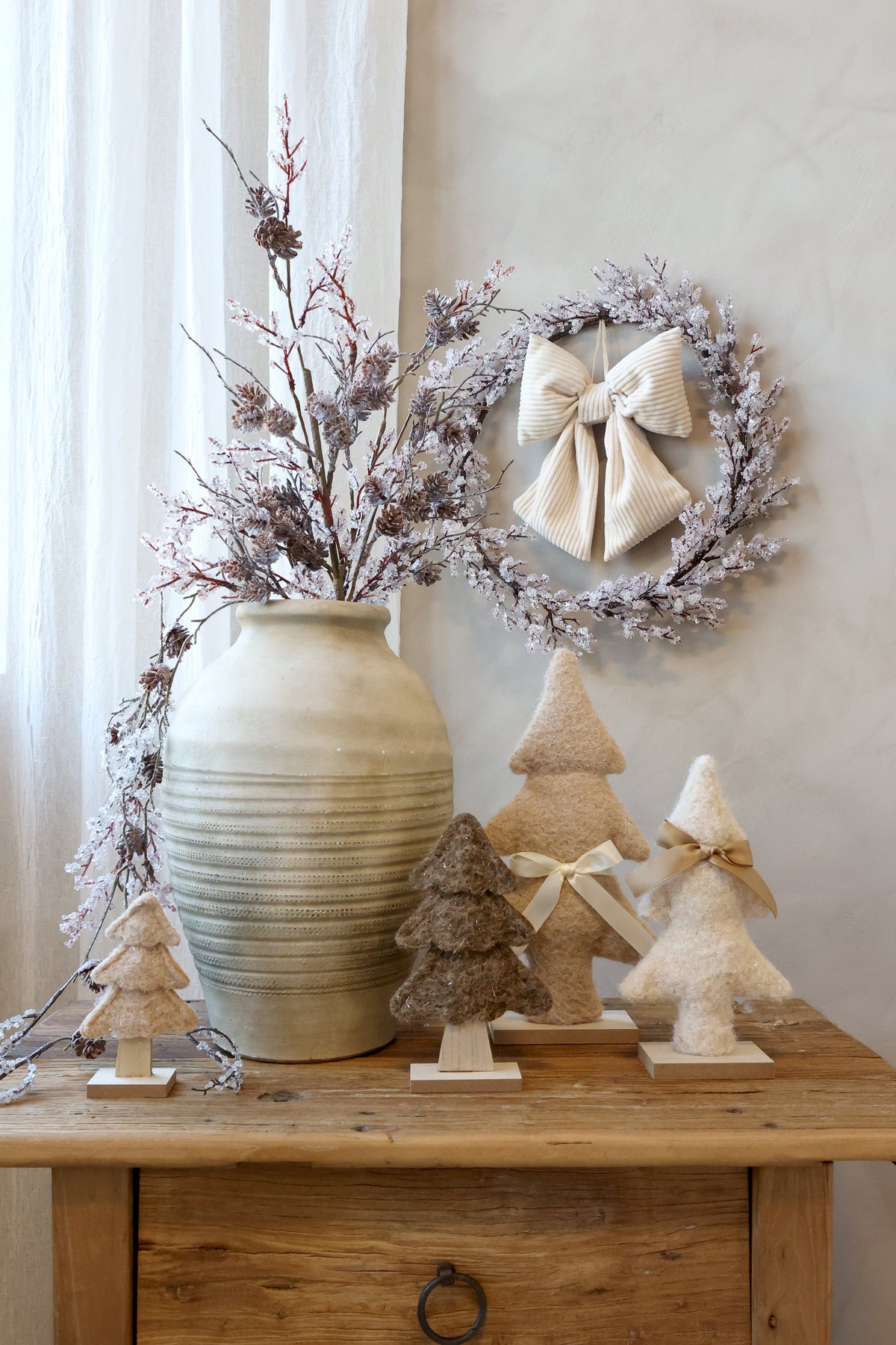 Chic Antique – Weihnachtsbäume aus Filz, 2er-Set – H20/L12 cm – Beige und Mokka