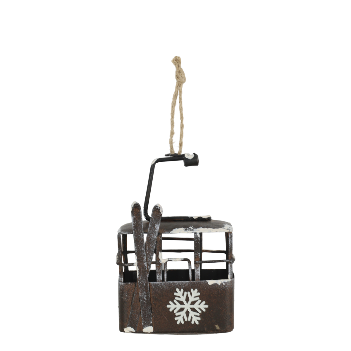 Chic Antique – Vintage-Skilift mit Skiern und Schneeflocken | H11 cm