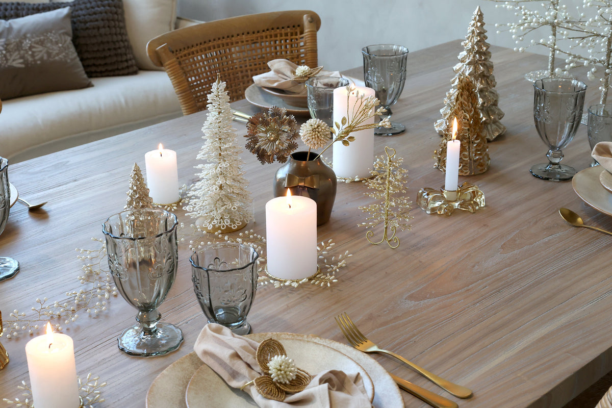 Chic Antique – Weihnachtsbaum mit Perlen – H16/Ø9 cm – Champagner