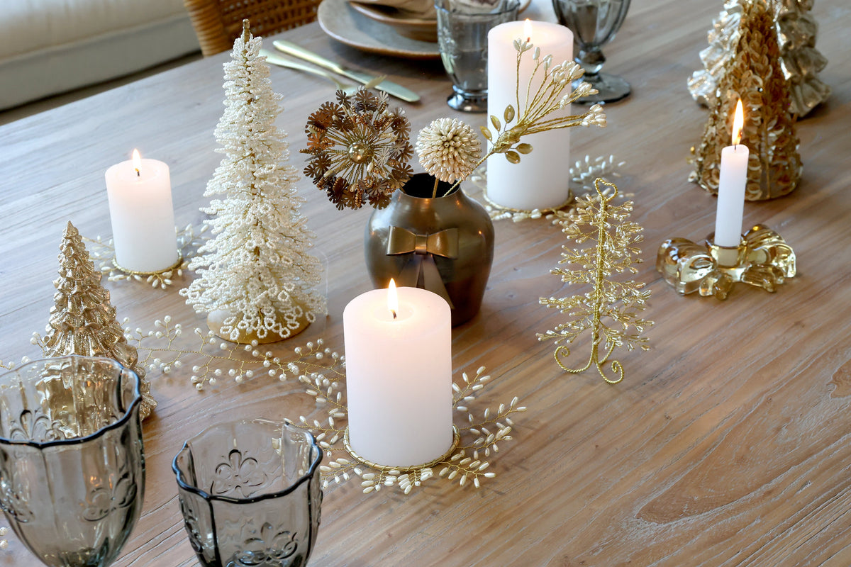 Chic Antique – Weihnachtsbaum mit Perlen – H16/Ø9 cm – Champagner