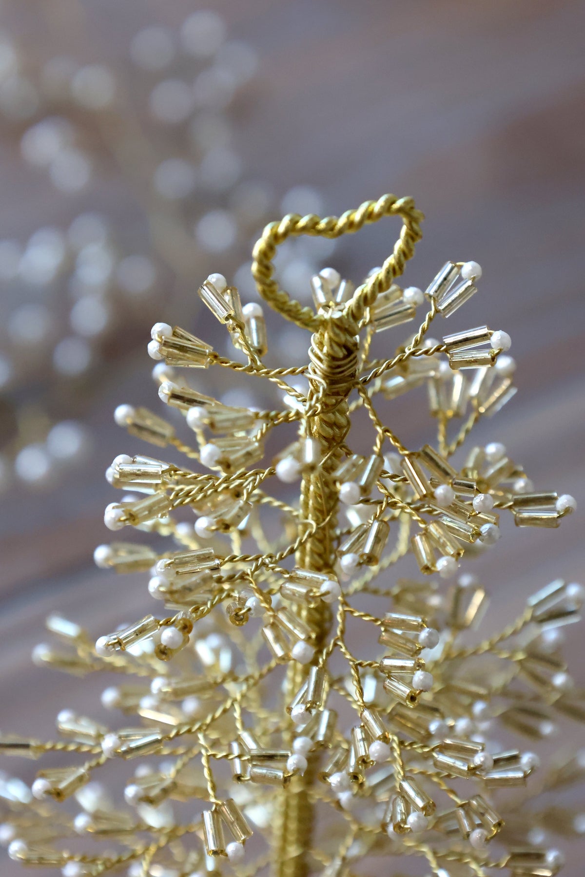 Chic Antique – Weihnachtsbaum mit Perlen – H16/Ø9 cm – Champagner