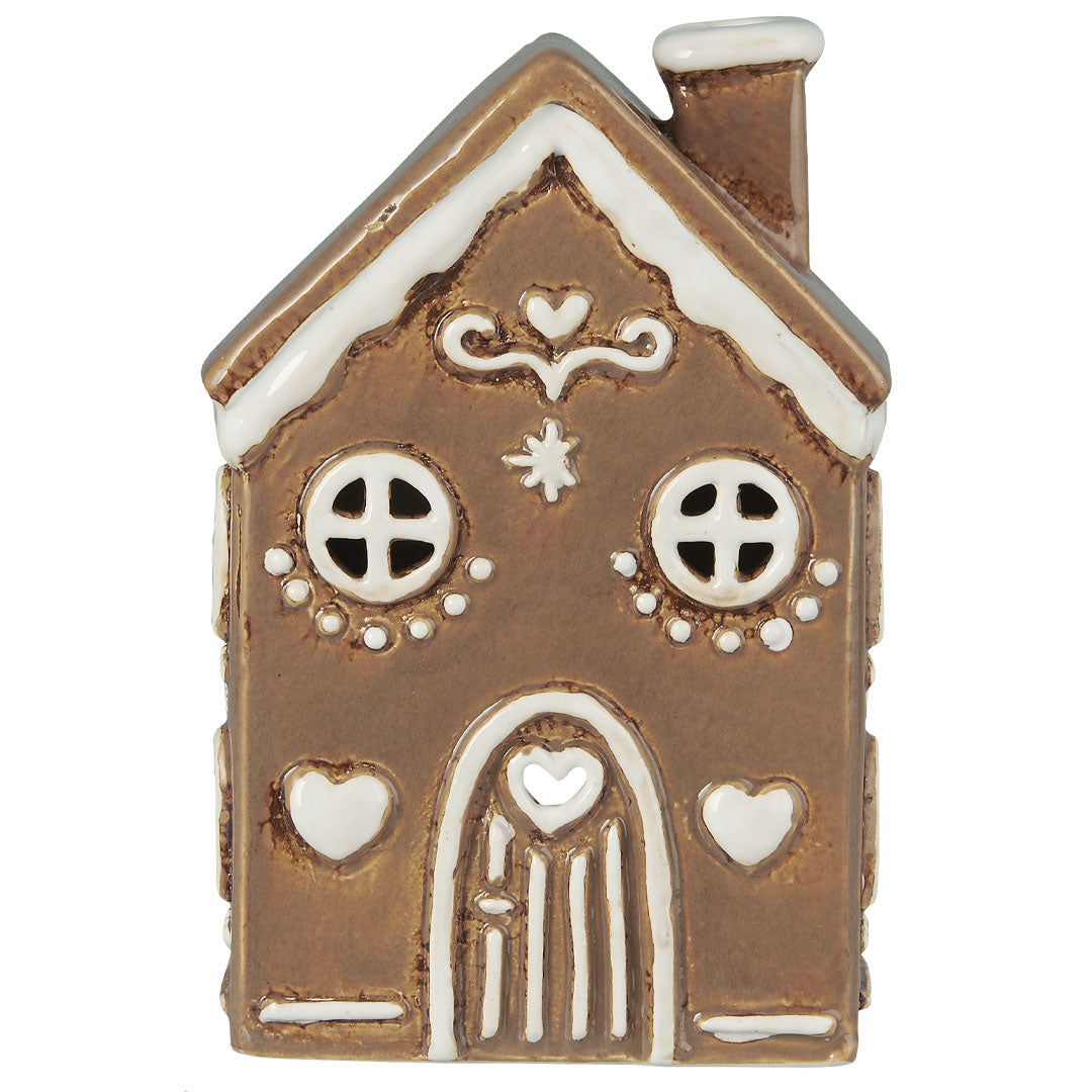 Ib Laursen - Haus für Teelicht "Stille Nacht" Lebkuchenhaus mit gebogener Tür