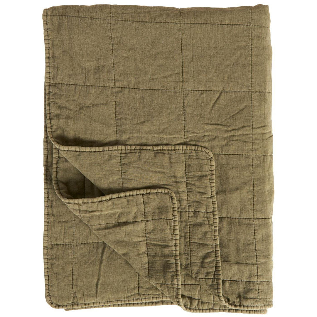 Ib Laursen – Klassische Steppdecke Olivgrün 130x180 cm